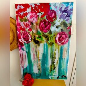 “The Vase” is a beautiful watercolor painting by an unknown unique artist. 36X24